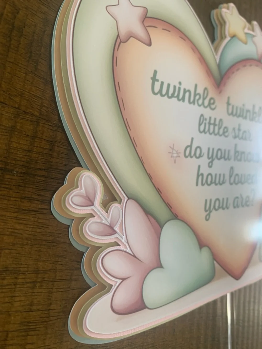Twinkle Twinkle Little Star Pastel Heart Party Sign - Baby Shower Decoration